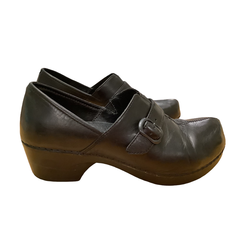 DANSKO BLACK LEATHER SLIP ON SHOES EU 39 US 8.5-9